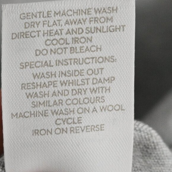 Boden V-Neck Sweater – Light Gray with Striped Trim – Small - Picture 9 of 11